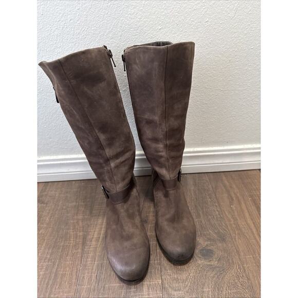 ECCO Side Zip Block Heel Knee High Boots Leather Brown Size 40 EUR 9 US NEW - Picture 4 of 7